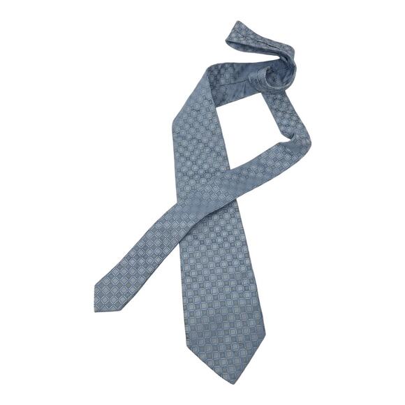 Valentino Blue Geometric Silk Tie – 100% Luxury Italian Designer Necktie - Picture 8 of 8